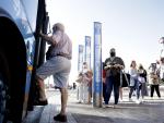 fotografo: Jose Gonzalez [[[PREVISIONES 20M]]] tema: Cumbre OTAN. Movilidad. Estaci&oacute;n de Atocha. Autobuses EMT. Transporte