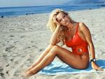 Pamela Anderson con el ic&oacute;nico ba&ntilde;ador de 'Los vigilantes de la playa'