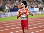 Mo Katir celebra su segundo puesto en los 5000m del Europeo.