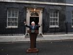 El primer ministro brit&aacute;nico saliente, Boris Johnson, durante el discurso de despedida en Downing Street en Londres.