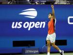 Carlos Alcaraz, en el partido de cuartos de final del US Open ante Sinner.