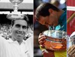 Tres de los tenistas espa&ntilde;oles m&aacute;s importantes de la historia: Santana, Nadal y Alcaraz.