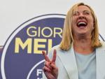 La l&iacute;der del partido Hermanos de Italia (FdI), Giorgia Meloni, celebra el resultado de las elecciones generales italianas.