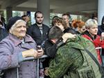 Reservistas en la regi&oacute;n rusa de Rostov se despiden de sus familias tras ser reclutados.
