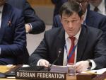 El embajador ruso adjunto ante la ONU, Dmitry Polyanskiy, durante una reuni&oacute;n del Consejo de Seguridad.