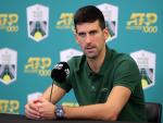 Novak Djokovic en una rueda de prensa en el Masters de Par&iacute;s.