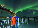 Vista de Auroras Boreales en un crucero de Hurtigruten