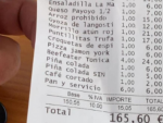La factura ascend&iacute;a 165.60 euros