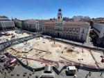 Vista general de las obras en la Puerta del Sol de Madrid.