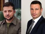 Combo de fotos de Volodimir Zelenski y Vitali Klitschko.