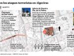 Localizador de los ataques cometidos en Algeciras el 25 de enero de 2023.