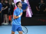 Djokovic celebra su victoria en la final del Open de Australia.