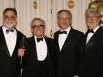 Francis Ford Coppola, Martin Scorsese, Steven Spielberg y George Lucas en los Premios Oscar