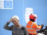 La presidenta del BCE, Christine Lagarde, a su llegada este viernes al Consejo Europeo, en Bruselas.