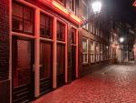 This is a picture of some windows at the red light district in Amsterdam, the Netherlands. On that day all the sex workers are away which provides an excellent opportunity for a photo.