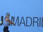 Paula Badosa se ejercita en la Caja M&aacute;gica de cara a su debut en el Mutua Madrid Open 2023.