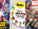 Star Wars Shatterpoint, Disney 100 Dobble y Marvel Champions.