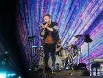 El cantante de la banda brit&aacute;nica, Coldplay, Chris Martin, durante el concierto de este mi&eacute;rcoles 24 de mayo en el Estadio Ol&iacute;mpico de Barcelona.