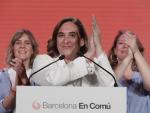 La candidata a la alcaldía de Barcelona por Barcelona En Comú, Ada Colau, durante su comparecencia tras conocer los resultados en las elecciones del 28M.