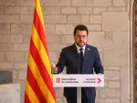 El presidente de la Generalitat, Pere Aragon&egrave;s, durante la comparecencia de este martes.