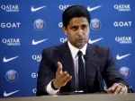 Nasser Al-Khelaïfi, durante la rueda de prensa de Luis Enrique como nuevo técnico del PSG.