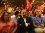 Javier Lambán en el mitin central del PSOE en Huesca.
