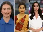 Imágenes de las presentadoras de televisión creadas por inteligencia artificial en el sur de Asia.