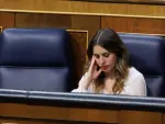 La ministra de Igualdad, Irene Montero, durante una sesi&oacute;n plenaria en el Congreso de los Diputados, a 19 de abril de 2023, en Madrid (Espa&ntilde;a).