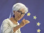 La presidenta del Banco Central Europeo, Christine Lagarde, interviene en una rueda de prensa.