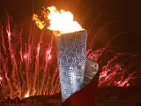 Llama olímpica. El pebetero del Estadio Nacional de Pekín, encendido en la inauguración de los Juegos Olímpicos, el 8 de agosto. ESPECIAL: Los Juegos Olímpicos de Pekín
