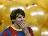 Messi, homenajeado en el Camp Nou.