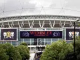 Vista del estadio de Wembley, en Londres, antes de la final de la Champions entre el Bar&ccedil;a y el Manchester United.