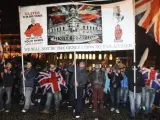 Un grupo de unionistas, durante una de las manifestaciones por la retirada de la bandera británica del ayuntamiento de Belfast.