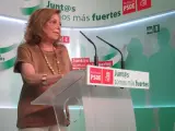 La presidenta del PSOE-A, Amparo Rubiales, hoy en rueda de prensa.