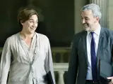 Ada Colau, alcaldesa de Barcelona, y Jaume Collboni, líder del grupo municipal del PSC en el Ayuntamiento.