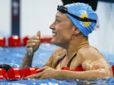 Mireia Belmonte, emocionada tras su oro en los 200 metros mariposa en los Juegos de R&iacute;o.