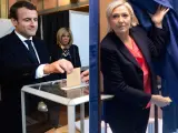 Macron y Le Pen votan en la segunda vuelta de las presidenciales francesas.