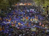 Un momento de la manifestación contra los atentados yihadistas en Cataluña.