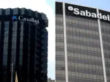 Sedes de los bancos Caixabank y Sabadell
