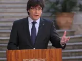 Declaraci&oacute;n institucional de Carles Puigdemont desde Girona.