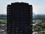 La Torre Grenfell (Londres), despu&eacute;s del incendio.