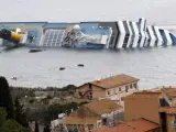 <p>El crucero <em>Costa Concordia</em> después de naufragar frente a la isla de Giglio, dejando 32 personas muertas.</p>