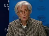 Christine Lagarde, durante la presentaci&oacute;n del informe de perspectivas.