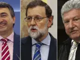 De izq. a dcha., Aitor Esteban (PNV), Mariano Rajoy (PP) y Pedro Quevedo (NC).