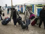 Desmantelación de otro campo de inmigrantes en Calais, Francia, en 2016.