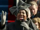 Aretha Franklin durante su actuación en la ceremonia de investidura de Barack Obama.
