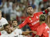 El capit&aacute;n del Real Madrid, Sergio Ramos, en el partido contra el Sevilla FC.