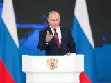 El presidente ruso, Vladimir Putin, presenta su informe anual sobre el estado de la nación, este miércoles, ante el Parlamento en pleno en Moscú (Rusia).