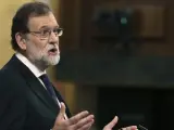 <p>El presidente del Gobierno, Mariano Rajoy, durante <a title="Comparecencia de Rajoy en el Congreso por Gürtel" href="http://www.20minutos.es/noticia/3122263/0/rajoy-comparecencia-congreso-gurtel-directo/" target="_blank">su comparecencia en el pleno extraordinario del Congreso de los Diputados para dar explicaciones de su declaración ante el tribunal del juicio del caso Gürtel</a>.</p>