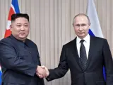 El presidente de Rusia, Vladimir Putin, y el líder de Corea del Norte, Kim Jong-un.